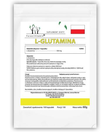 Forest Vitamin L-Glutamine 500mg - 100 Capsules | Boost Immunity & Health | Premium Amino Acids Supplement - Buy Online on GoSupps.com