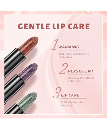 3Pcs Glitter Jelly Lipstick Set - Glossy Shimmer Lip Balm | Moisturizing Color-Changing Lip Gloss | Waterproof and Nourishing - Buy Online on GoSupps.com