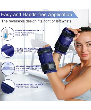 REVIX Wrist Ice Pack Wraps - 2-Piece Set for Carpal Tunnel Relief and Hand Injuries - Reusable Gel Packs for Rheumatoid, Tendinitis, and Swelling - Navy - Buy Online on GoSupps.com