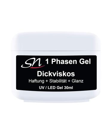 SN Nail Design 1 Phase Gel - Thick Viscosity UV/LED All-in-One Gel for Gel Nails | 30ml Clear Transparent - Buy Online on GoSupps.com