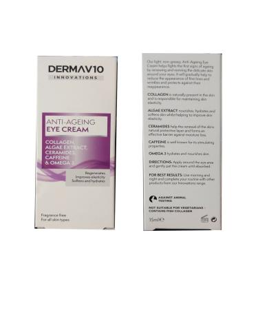 Two packs of Derma V10 Innovations Anti-Aging Eye Cream 15ml