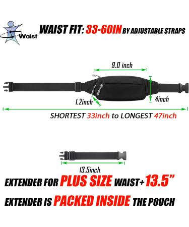 USHAKE Fanny Pack Waist Pack with Extender | Adjustable Straps | 3-Zipper Pockets | for Men, Women | Travel, Hiking, Running | BLACK - Buy Online on GoSupps.com