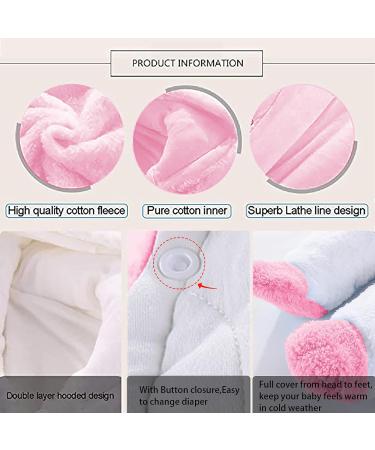 Cartoon Bear Snowsuit Winter Coat Fleece Hooded Romper | Newborn Baby Jumpsuit | 3-6 Months | Pink Rabbit - Buy Online on GoSupps.com