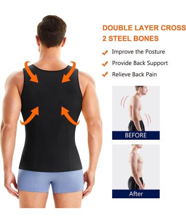 Wonderience Men's Compression Shirt Slimming Body Shaper Waist Trainer - Black XX-Large - Buy Online on GoSupps.com