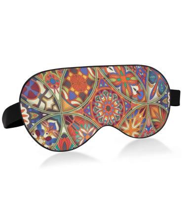 xigua Breathable Sleeping Eyes Mask Cool Feeling Eye Sleep Cover for Summer Rest Elastic Contoured Blindfold for Women & Men Travel Mandala Boho Style
