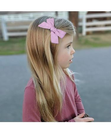 DEEKA Light Purple Cotton Linen Hair Bows 2 Sizes 5"&3.5" Soft Hair Bow set for Toddler Girls Long Ponytail Knot Bows Alligator Clip Hair Accessories for Little School Girls (Light Purple) - Buy Online on GoSupps.com
