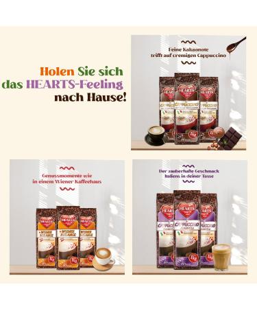 Hearts Cappuccino Mix 6 x 1kg Sample Pack (Viennese Mix Irish Cream Amaretto Caramel White and with a Fine Cocoa Note) - Family Pack - Buy Online on GoSupps.com