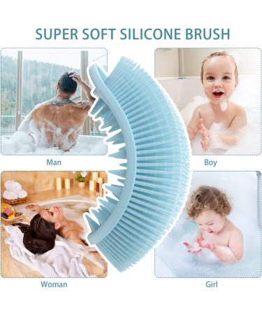 2 Pack Silicone Body Scrubber 2 in 1 Bath and Shampoo Brush - Gentle Exfoliating for Sensitive Skin - Double-Sided Brush for Men and Women - Lathers Well - Blue/Green - Buy Online on GoSupps.com