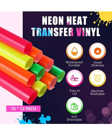 Tintnut Neon PU HTV 12x10 inch - 10 Sheets, 5 Assorted Colors | Easy Weed Iron on Vinyl Bundle for DIY T-Shirts - Buy Online on GoSupps.com