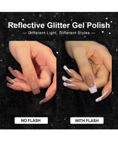 GAOY Reflective Glitter Gel Nail Polish Set - 6 Colors Including Pink, Red, Silver Holographic | UV LED Soak Off, DIY Manicure Kit for Home & Salon Varnish | Pop Reflective Shine - Buy Online on GoSupps.com