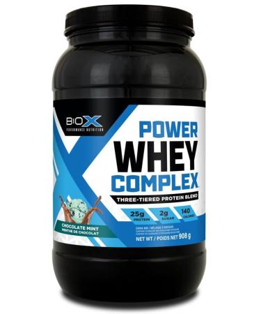 BioX Power Whey Complex | High Protein 100% Pure Whey Protein Powder | 25g Protein | Nitrogen-Rich Three Tiered Powder with Whey Concentrate Whey Isolate Hydrolyzed Whey | 26 Servings 2LB (Chocolate Mint) Chocolate Mint 26 Servings (Pack of 1)