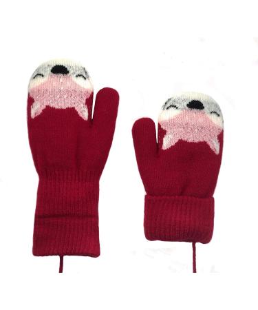 BEISIJIA Toddler Kids Warm Knitted Mittens Red | Cute Cartoon Gloves for 1-4 Years - Buy Online on GoSupps.com