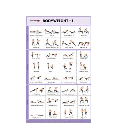 SPORTAXIS Bodyweight Workout Poster with 32 Workout Poses - Double-Sided Lamination, No-Equipment Exercise Poster for Home, Gym Training (16.5 x 27 inches)