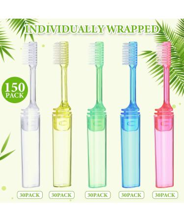 Potchen 150 Pcs Portable Travel Toothbrush Bulk - Individually Wrapped for Camping, School, Business Trip - Compact Size for Hotels and Hiking - Buy Online on GoSupps.com