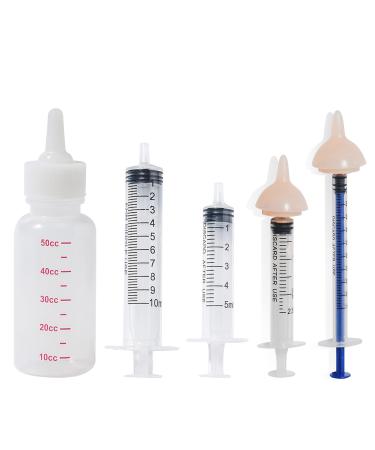 Bubble Milk Bowl rearing bottle Cats Silicone Nipple with syringe for newborn kittens puppies rabbits squirrels (1 bottle+2 mini pink nipple+4 syringes) - Buy Online on GoSupps.com