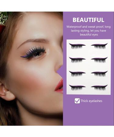 Beavorty 4 Pairs False Eyelashes Eye Makeup Sticker Eye Makeup Tool 3d False Eyelashes Shiny Eyeliner Stickers Cosmetic Fake Eyelashes Plastic Make up Miss Double Eyelid Sticker Purple - Buy Online on GoSupps.com