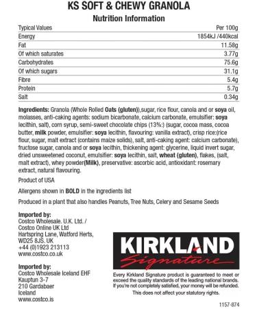 RKBROTHERS Kirkland Signature Soft & Chewy Granola Bars 64 Bars x 24g (pack of 2) - Buy Online on GoSupps.com