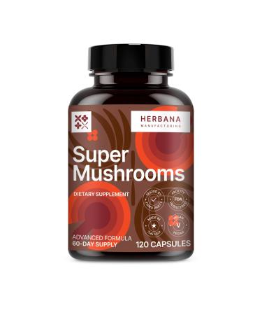 Super Mushrooms 8-in1 120 Capsules - Brain Booster & Immune Support Drops - Reishi Lion s Mane Cordyceps Chaga Mitake Turkey Tails Shiitake Agaricus - High Potency Extract