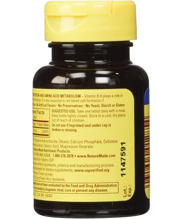 Nature Made Vitamin B-6 100mg Tablets - 200 Count (2 Pack) | Essential B Vitamin Supplement - Buy Online on GoSupps.com