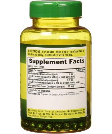 Puritan's Pride Odorless Garlic & Parsley 500mg/100mg 250ct - Immune Support Supplement - Buy Online on GoSupps.com