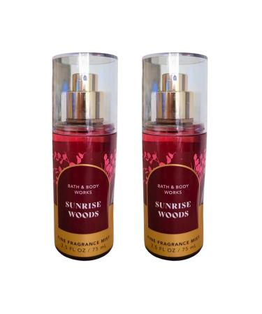 Bath & Body Works Mini Travel Size Fine Fragrance Mists 2.5oz Each Set of 2 (Sunrise Woods)