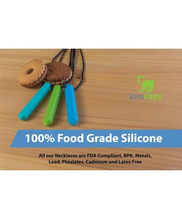 Tilcare Chew Chew Sensory Necklace - Silicone Chewy Toy for Kids & Adults with Autism - Blue/Turquoise/Green Chewing Pendant - Buy Online on GoSupps.com