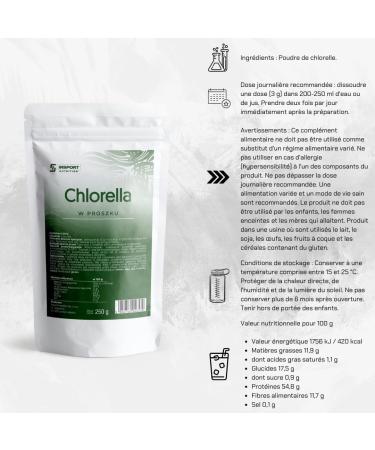 Chlorella Powder - 250g Doypack - Green Powder for Body Cleansing - Vegan Lactose Free and Gluten Free No Additives - Leak Proof Packaging with Zip - INSPORT Nutrition - Buy Online on GoSupps.com