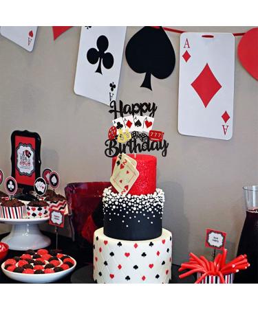 Casino Cake Topper - Poker Chips Player Happy Birthday Decoration for Las Vegas Night Party - Buy Online on GoSupps.com