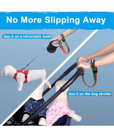 Petbonus Short Dog Leash - Adjustable Safety Bracelet with Reflective Seams & Soft Padded Handle for Roller Leashes - Khaki Green - Extra Safety for Strollers - Buy Online on GoSupps.com