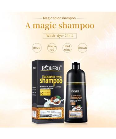 PUCHEN Coconut paint shampoo 500ml Black Herbal Shampoo No Fade Formula NonStick Scalp Fast Acting Black Hair Dye Chestnut Brown - Buy Online on GoSupps.com