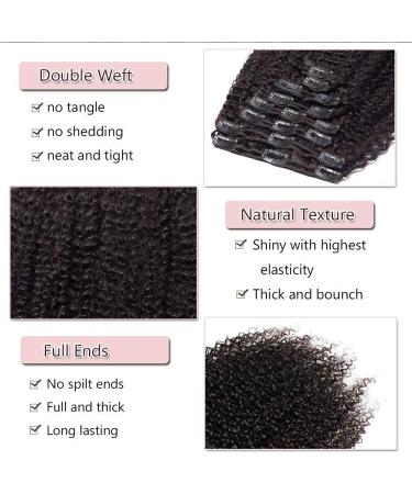 20cm Real Hair Clip-In Extensions - Afro Kinky Straight 8pcs 18 Clips - Natural Black #1B - 95g Brazilian Human Hair - Buy Online on GoSupps.com