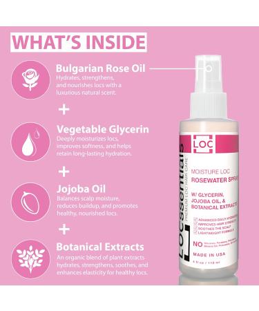 Rose Water for Locs Rosewater and Glycerin Loc Moisturizer Spray with Jojoba Oil & Organic Botanical Extracts Premium Braid Spray Daily Hair Mist & Scalp Moisturizer 4 Fl Oz (Pack of 1) - Buy Online on GoSupps.com