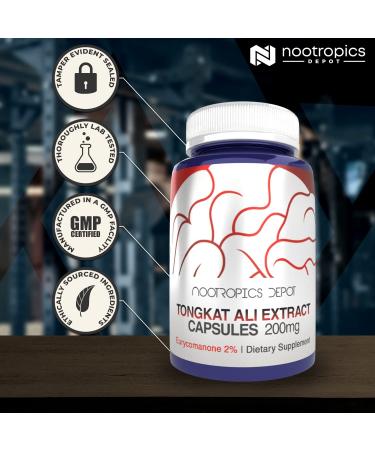 Tongkat Ali Extract Capsules 200mg - 60 Count | High Potency Eurycomanone | Eurycoma Longifolia Root Extract - Buy Online on GoSupps.com