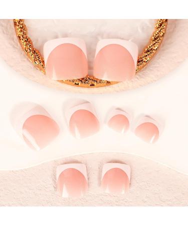 24pcs French False Toenails Tips Stick on Toenails Natural Press on Toenails Pink Short Fake Toe Nails for Women Nail Decorations (Pink) - Buy Online on GoSupps.com