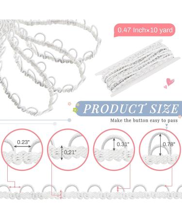 10 Yards White Gimp Braid Trim with Elastic Button Loop - Bridal Dress Zipper Extender & Upholstery Sewing Trim for DIY Crafts - Buy Online on GoSupps.com