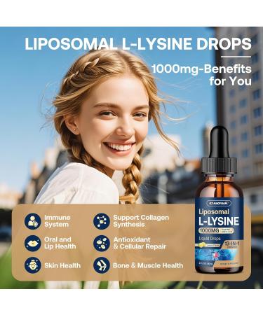 Liposomal L-lysine 1000MG Liquid Drops 13-in-1 Lysine Supplements Monolaurin Olive Leaf Extract with Vitamin C B6 D3 B12 & Zinc for Collagen Lip skin & Immune Support for Kids & Adults 2oz - Buy Online on GoSupps.com
