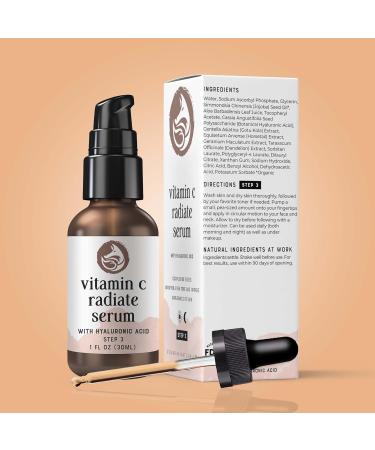 Vitamin C Serum for Face with Hyaluronic Acid Best Anti Aging Serum on Face Skin Eye - Vegan Amino Complex - Natural & Organic - Anti Wrinkle Fine Lines Fades Age Spots - 30ml by Foxbrim - Buy Online on GoSupps.com