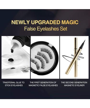 Magic Magnetic Eyelashes and Eyeliner Kit - 3D 5D Natural Look False Lashes - No Glue Needed - 7 Pairs Eyelashes + Eyeliner Pen (Blue) - Buy Online on GoSupps.com