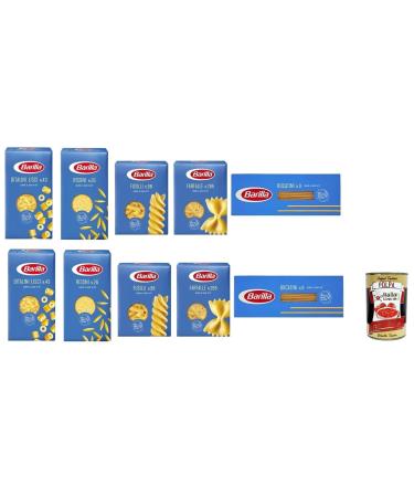 Italian Gourmet E.R. Italian Barilla Pasta (10 x 500 g) 5 Pasta Types (Bucatini-Fusilli-Risoni-Ditalini Lisci-Farfalle) + Gourmet Italian Pulpa 400 g