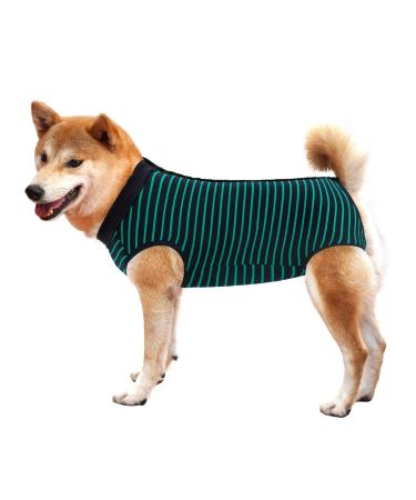 Wound protective coat for dogs abdominal wound protection medical surgery clothing postoperative vest for puppies cats pets replaced Elizabeth neck band and neck collar funnel (S Gr n) S Green