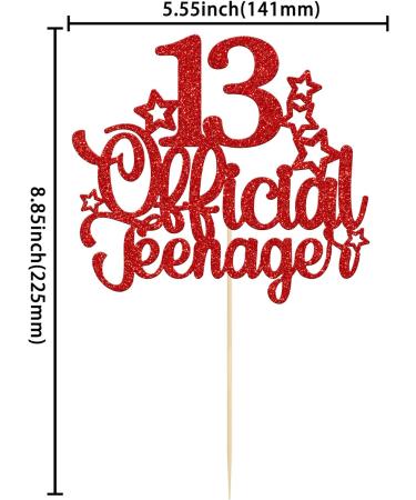 1 Pack 13 Official Teenager Cake Topper Red Glitter Number 13 Cheers to 13 Cake Topper 13th Birthday Cake Pick Decorations for Teen 13th Birthday Party Decorations Supplies - Buy Online on GoSupps.com