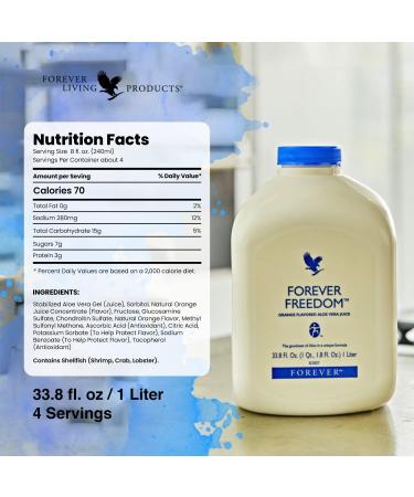 Forever Freedom Orange Aloe Vera Juice 33.8 FL OZ - Natural Joint Support - Buy Online on GoSupps.com