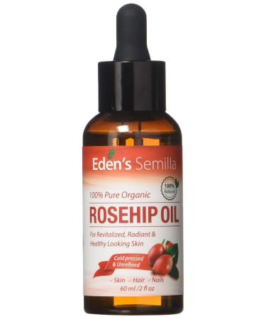 100% Pure Rosehip Oil - 2 OZ - Certified ORGANIC - Cold pressed & unrefined - NON Greasy HIGH absorbency - Use daily - Anti ageing  nourishes  hydrates and visibly reduces fine lines  scars  stretch marks and skin pigmen...