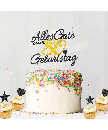 Gold Rock 11-Piece Cake Decoration Set for 80th Birthday - Elegant Cake Toppers for Men & Women Celebrations - Buy Online on GoSupps.com