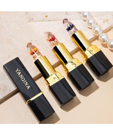 AZLESLOG 3 Pack Crystal Flower Jelly Lipstick Set - Color Change Long Lasting Lip Gloss for Nourishing Moisture - Buy Online on GoSupps.com