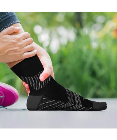 TechWare Pro Plantar Fasciitis Socks - Ankle Compression Support for Men & Women - Achilles Tendonitis Brace - Arch Support - Medium Black/Gray - Buy Online on GoSupps.com