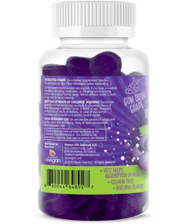Dippin' Dots Iron with Vitamin C & B12 Gummies (60 Count) - Red Blood Cell Formation Support | Gum Drop Grape Pectin Chewables, Vegan & Non-GMO - Buy Online on GoSupps.com