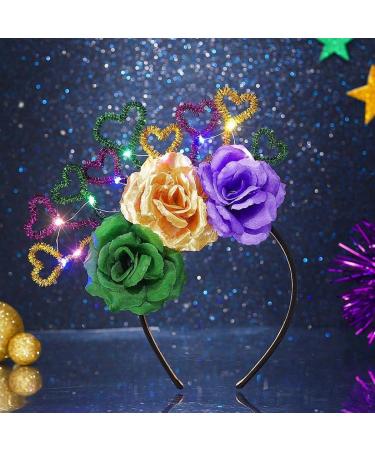 Jovono Light Up Mardi Gras Headband LED Crown Hair Hoop Glowing Nightclub Headpiece Luminous Hair Band Carnival Party Rave Costume Hair Accessories for Women (heart) - Buy Online on GoSupps.com