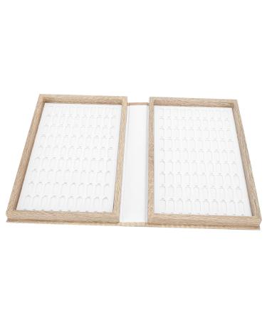 ZJchao ZJchao Nail Art Presentation Book Real Wood Nail Polish Presentation Book with 180 Grids for Display Gel Polish Colours (Light)