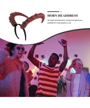 minkissy Demon Horn Headband Devil Headband Devil Horn Hair Hoop Carnival Headdress Prop Devil Cosplay Costume Dark Red - Buy Online on GoSupps.com